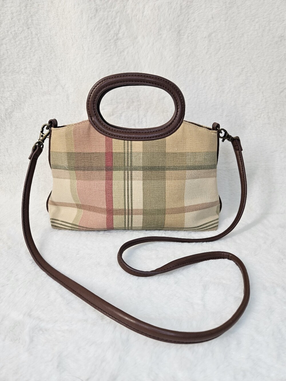 Fossil Plaid handbag With Removable Crossbody